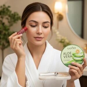 Aloe Vera Under Eye Patches Set : Massager, Eyes Patches and Retinol Balm